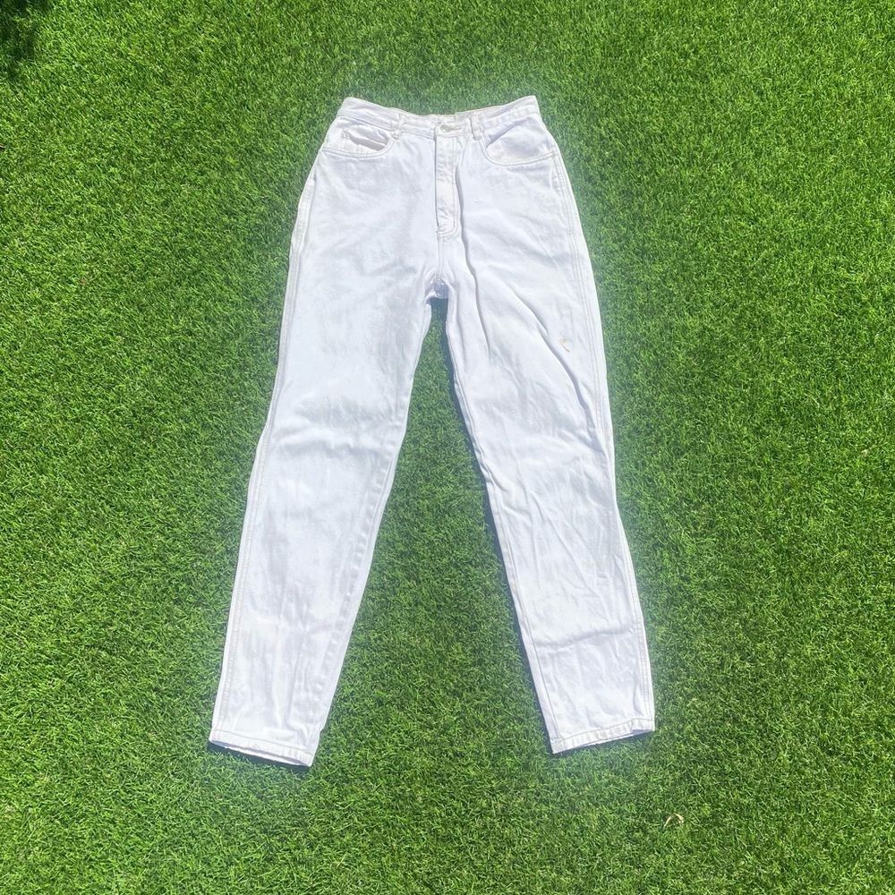 90s Vintage Bill Blass White Straight Leg Denim Mom Jeans 10 Womens 26 27 28